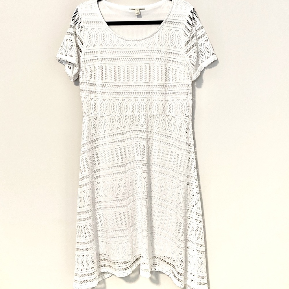 Dana Buchman White Cutout Detail Midi Dress